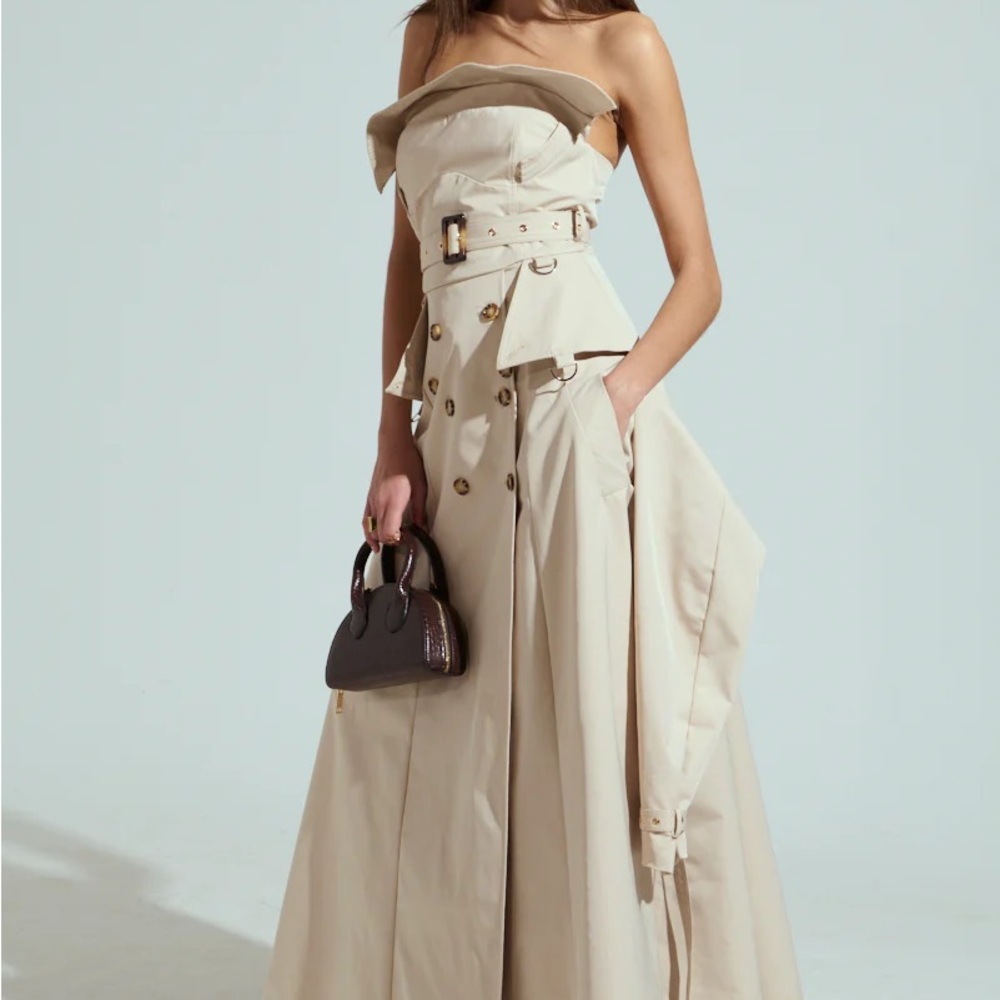 AKIRA Cream Strapless Bustier Sundress